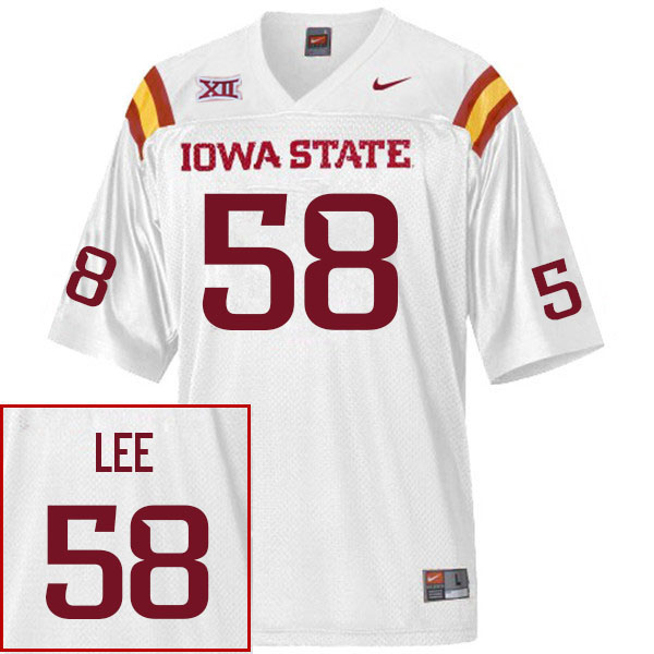 Men #58 Isaiah Lee Iowa State Cyclones College Football Jerseys Sale-White